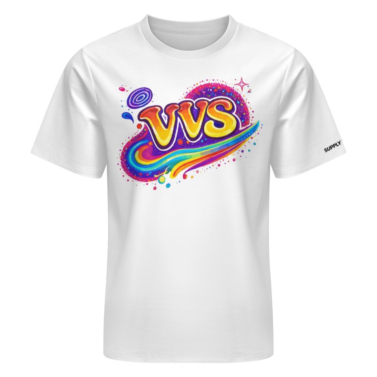 VVS Multicolor Retro Logo Graphic T-Shirt – Vintage Streetwear Tee | VibeVaultSupply - VibeVaultSupply