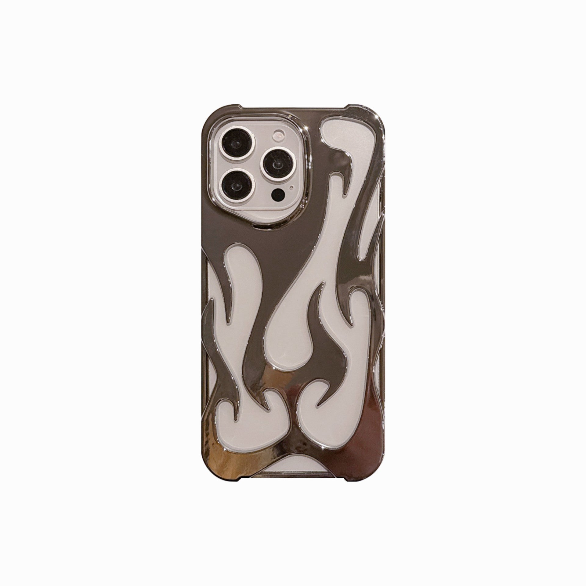 Flame Pattern Phone Case – Metallic Edge Aesthetic iPhone Case | VibeVault Supply - VibeVaultSupply