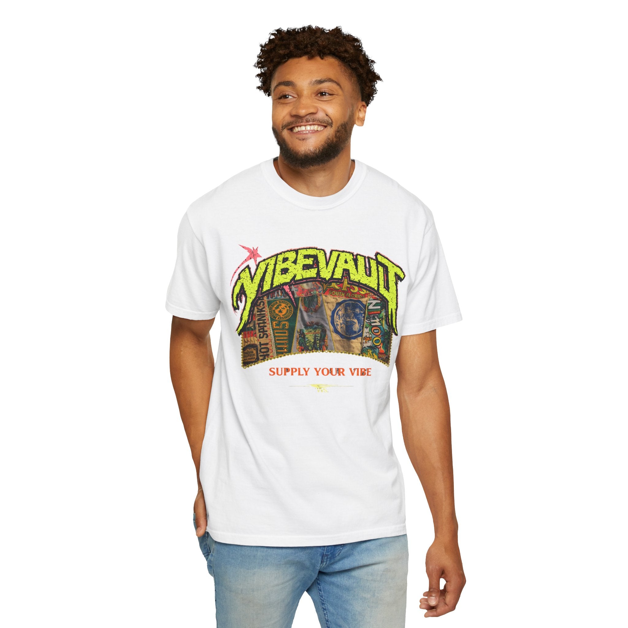 VVS Retro Collage Graphic Tee – Vintage Streetwear T-Shirt | VibeVault Supply - VibeVaultSupply
