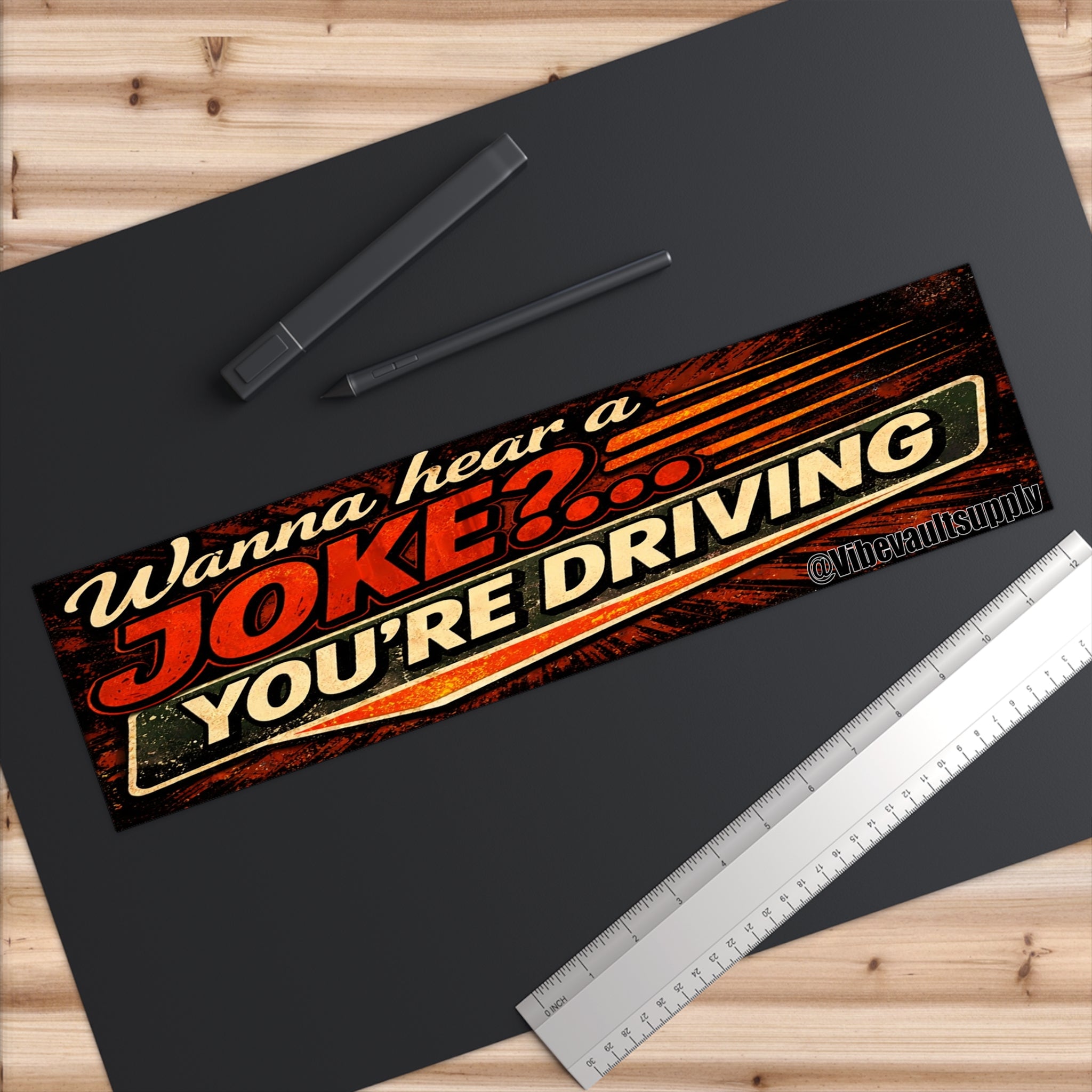 Funny Retro 'Wanna Hear a Joke?... You're Driving' Bumper Sticker - VibeVaultSupply
