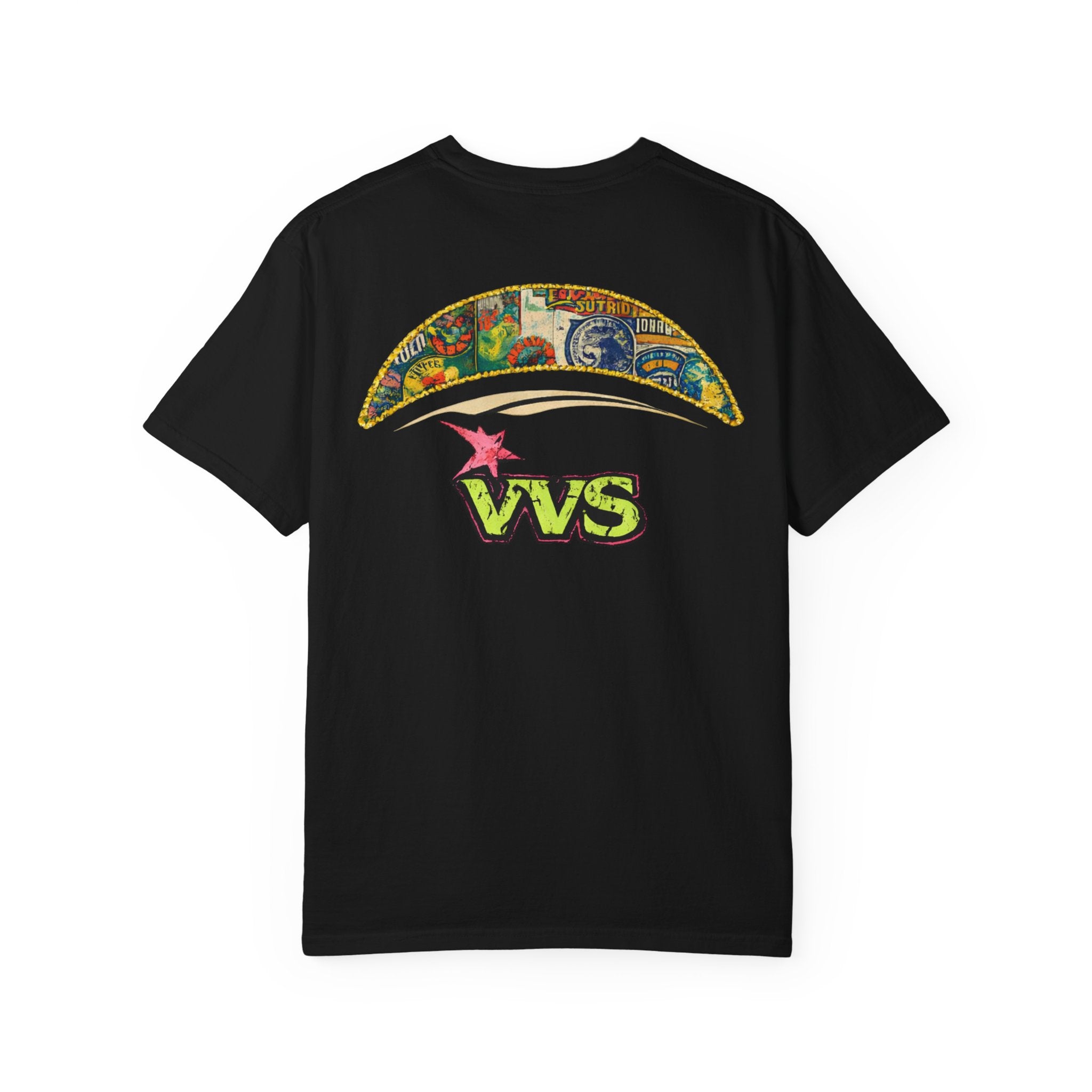 VVS Retro Collage Graphic Tee – Vintage Streetwear T-Shirt | VibeVault Supply - VibeVaultSupply