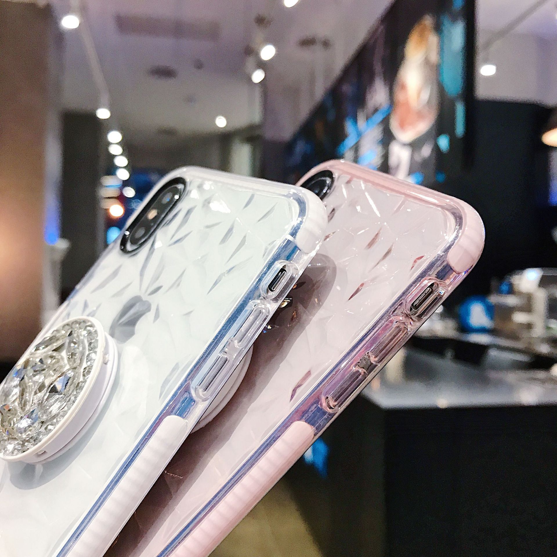 Crystal Charm Phone Case – Luxury Rhinestone iPhone Case with Pom Grip | VibeVault Supply - VibeVaultSupply