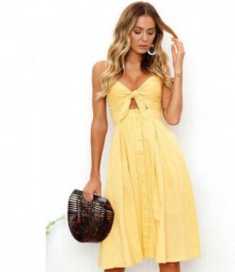 Women's Sleeveless Midi Sundress – Casual Summer Button Dress - VibeVaultSupply