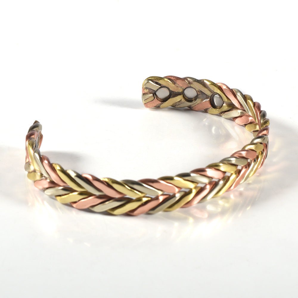 Pure Copper Magnetic Bracelet – Vintage Braided Cuff | Adjustable Unisex Energy Style Jewelry - VibeVaultSupply