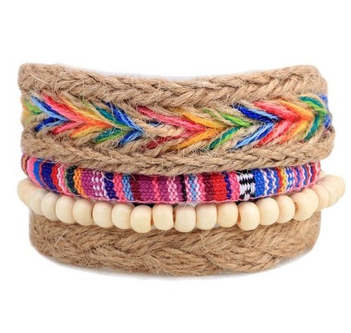Multi - Layer Bracelet Set – Adjustable Leather & Beaded Bracelets | Men’s & Unisex Stackable Jewelry (Multiple Styles & Colors) - VibeVaultSupply