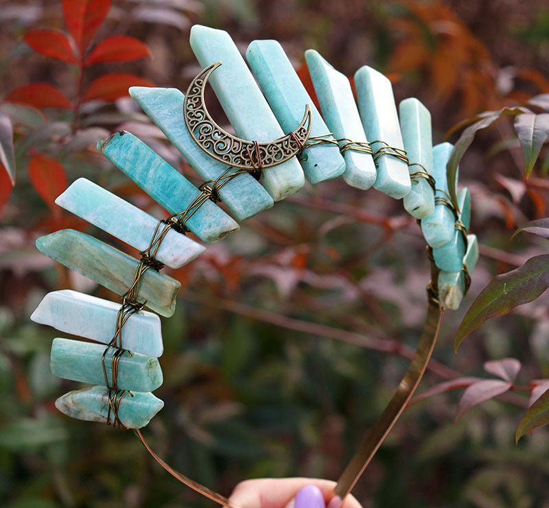 Amazonite & Labradorite Crystal Headband - Gemstone Hair Accessory | VibeVaultSupply - VibeVaultSupply