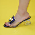 Women's Rhinestone Transparent Block Heel Sandals - VibeVaultSupply