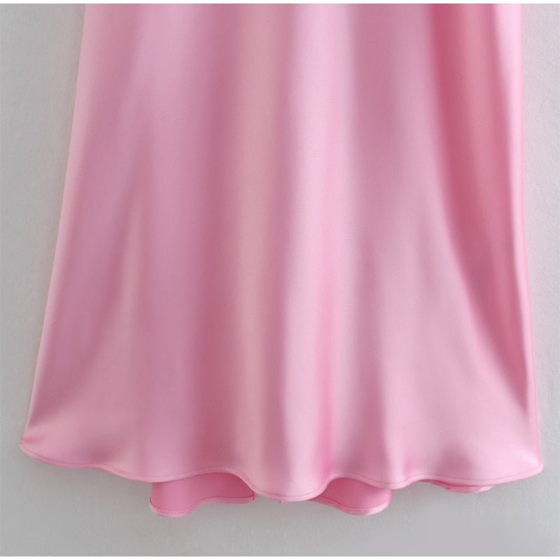 Women's Satin Backless Maxi Dress – Elegant Summer Slip Dress - VibeVaultSupply