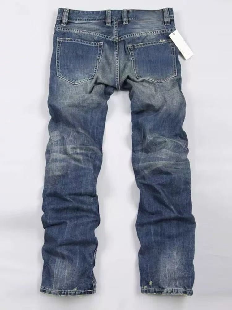 Men's Vintage Straight Leg Jeans – Classic Relaxed Fit Denim Pants - VibeVaultSupply