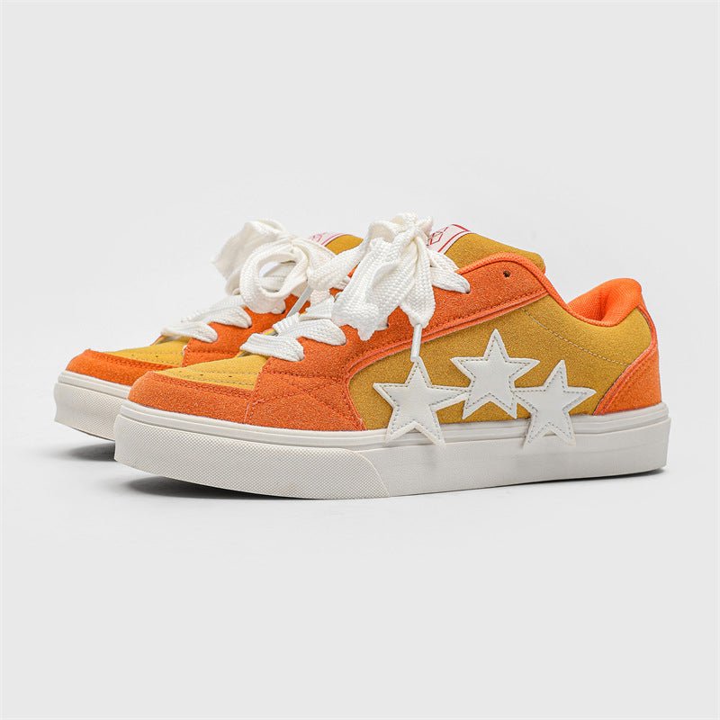 VibeVaultSupply Star Street Sneakers – Lightweight Casual Lace - Up Shoes | Everyday Comfort Trainers (Black, Blue, Orange) - VibeVaultSupply