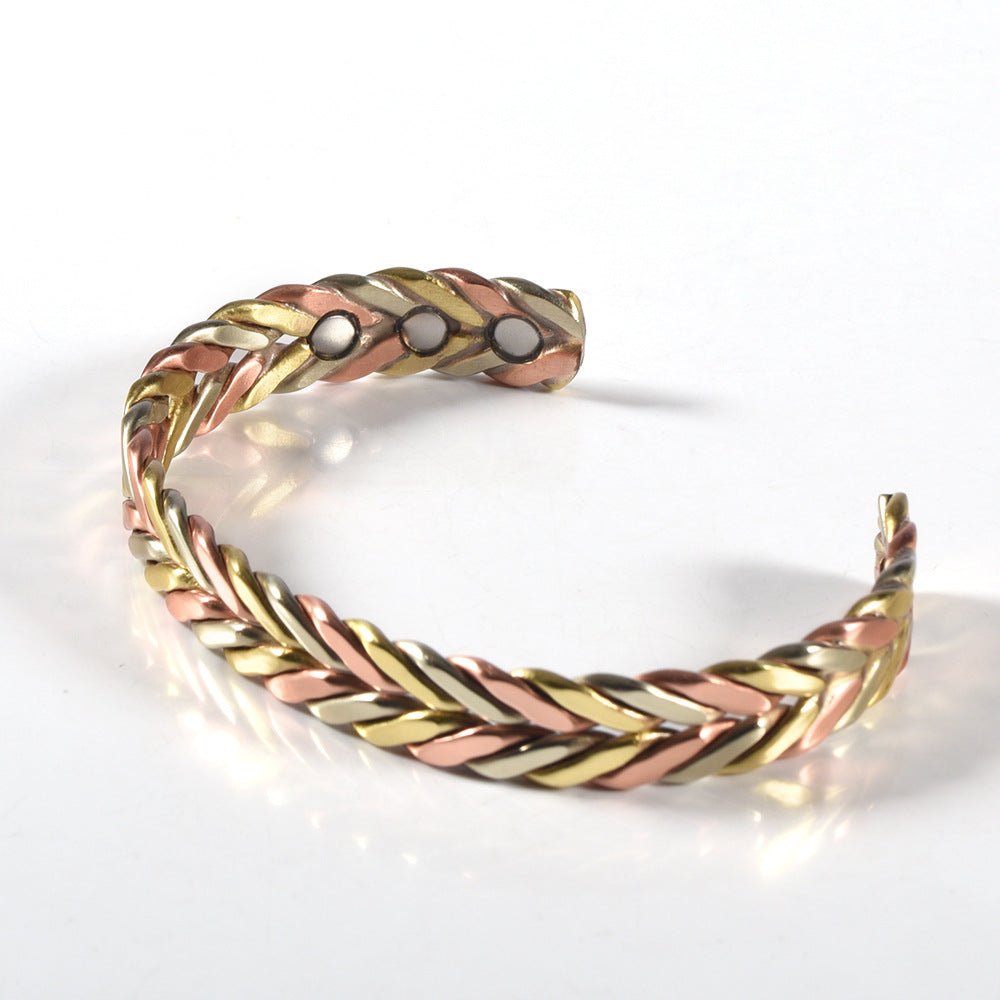 Pure Copper Magnetic Bracelet – Vintage Braided Cuff | Adjustable Unisex Energy Style Jewelry - VibeVaultSupply