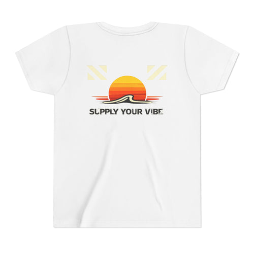 Youth Tee — "Supply Your Vibe" Sunset Graphic - VibeVaultSupply