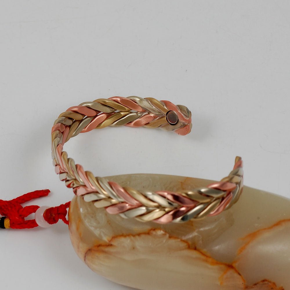 Pure Copper Magnetic Bracelet – Vintage Braided Cuff | Adjustable Unisex Energy Style Jewelry - VibeVaultSupply
