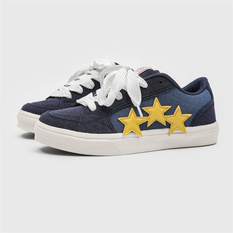 VibeVaultSupply Star Street Sneakers – Lightweight Casual Lace - Up Shoes | Everyday Comfort Trainers (Black, Blue, Orange) - VibeVaultSupply