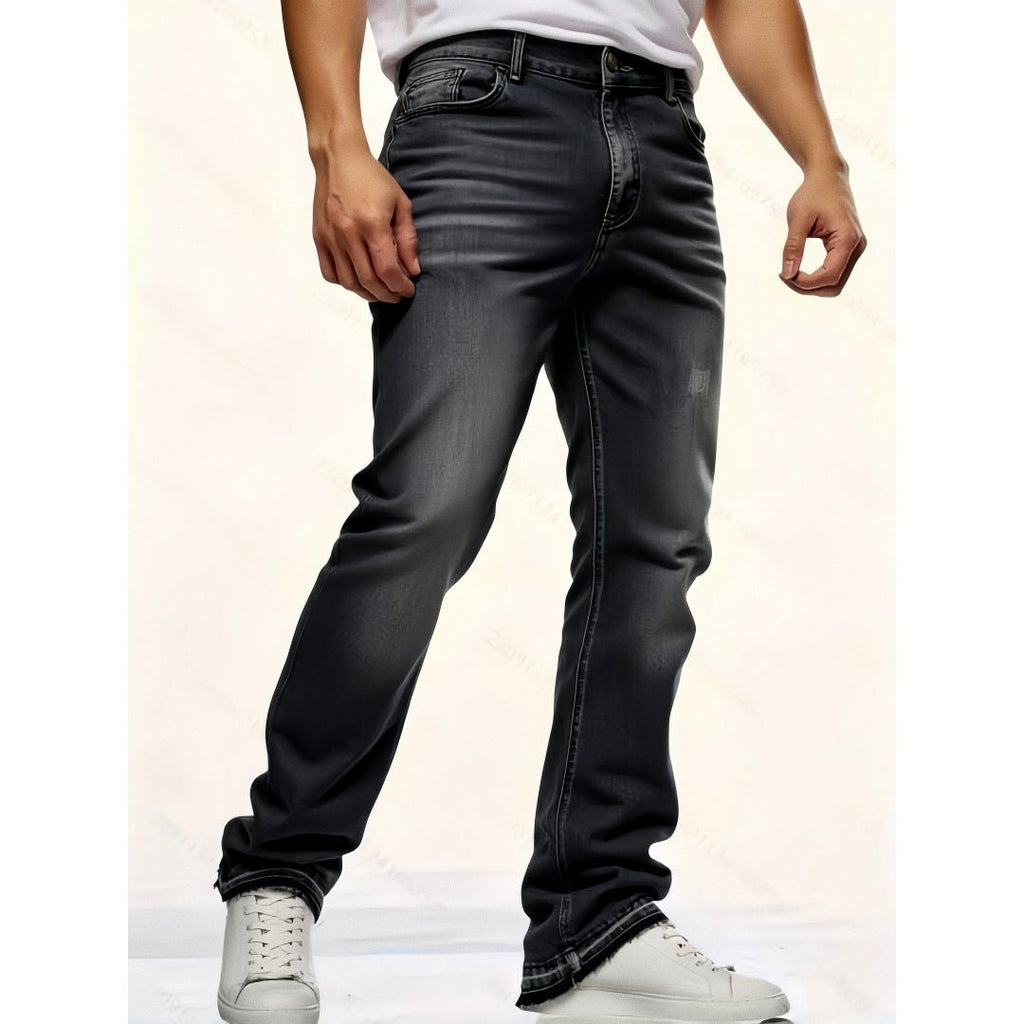 Men's Vintage Washed Flare Jeans – Relaxed Streetwear Denim - VibeVaultSupply