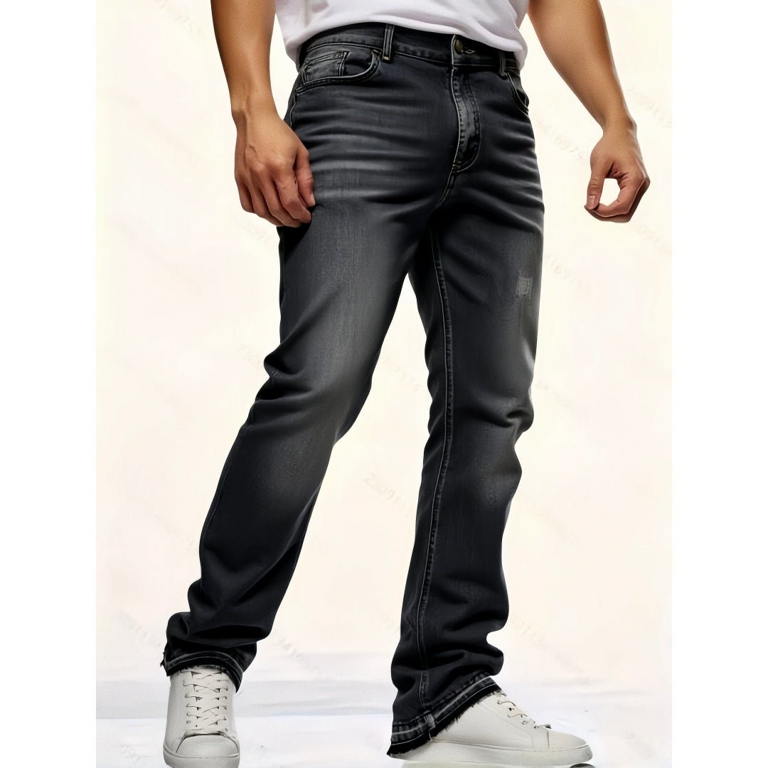 Men's Vintage Washed Flare Jeans – Relaxed Streetwear Denim - VibeVaultSupply
