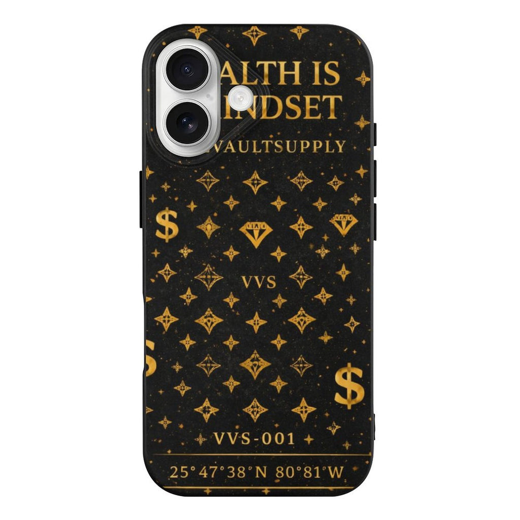 Wealth Is A Mindset iPhone Case – Black & Gold Slim TPU Phone Case | VibeVaultSupply - VibeVaultSupply