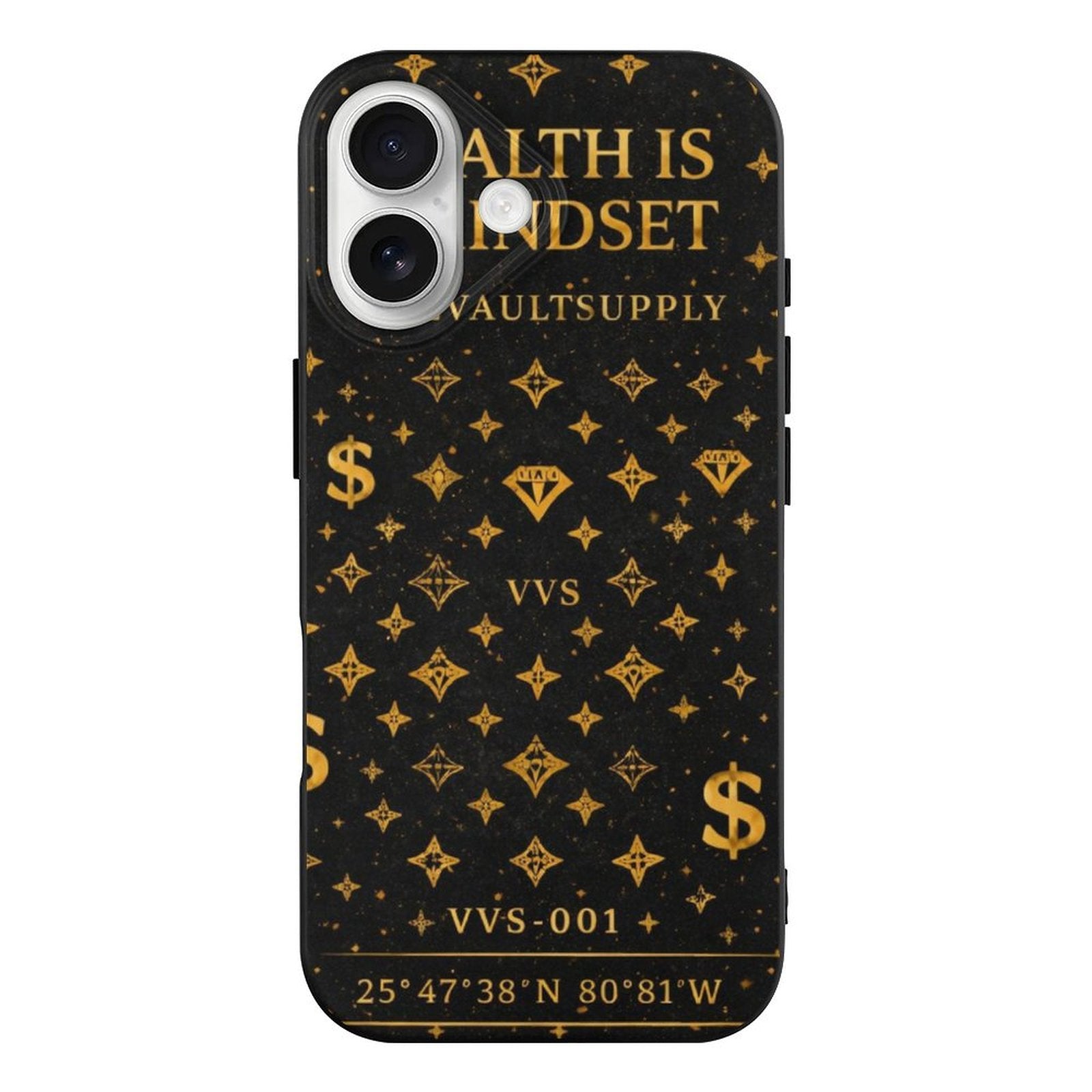 Wealth Is A Mindset iPhone Case – Black & Gold Slim TPU Phone Case | VibeVaultSupply - VibeVaultSupply