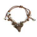 Boho Deer Charm Bracelet – Adjustable Rustic Antler Bracelet with Beads | Nature Inspired Jewelry Gift - VibeVaultSupply