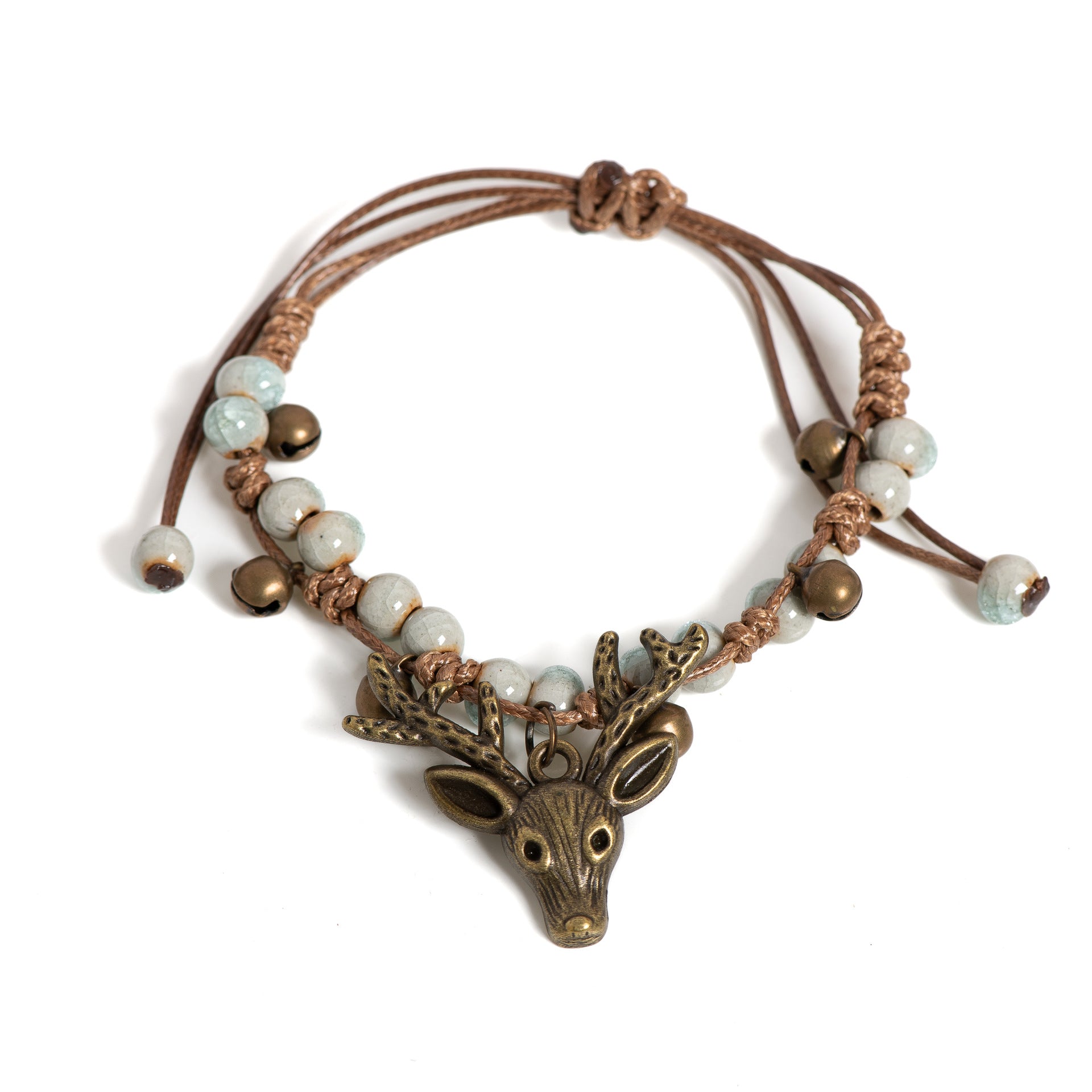 Boho Deer Charm Bracelet – Adjustable Rustic Antler Bracelet with Beads | Nature Inspired Jewelry Gift - VibeVaultSupply