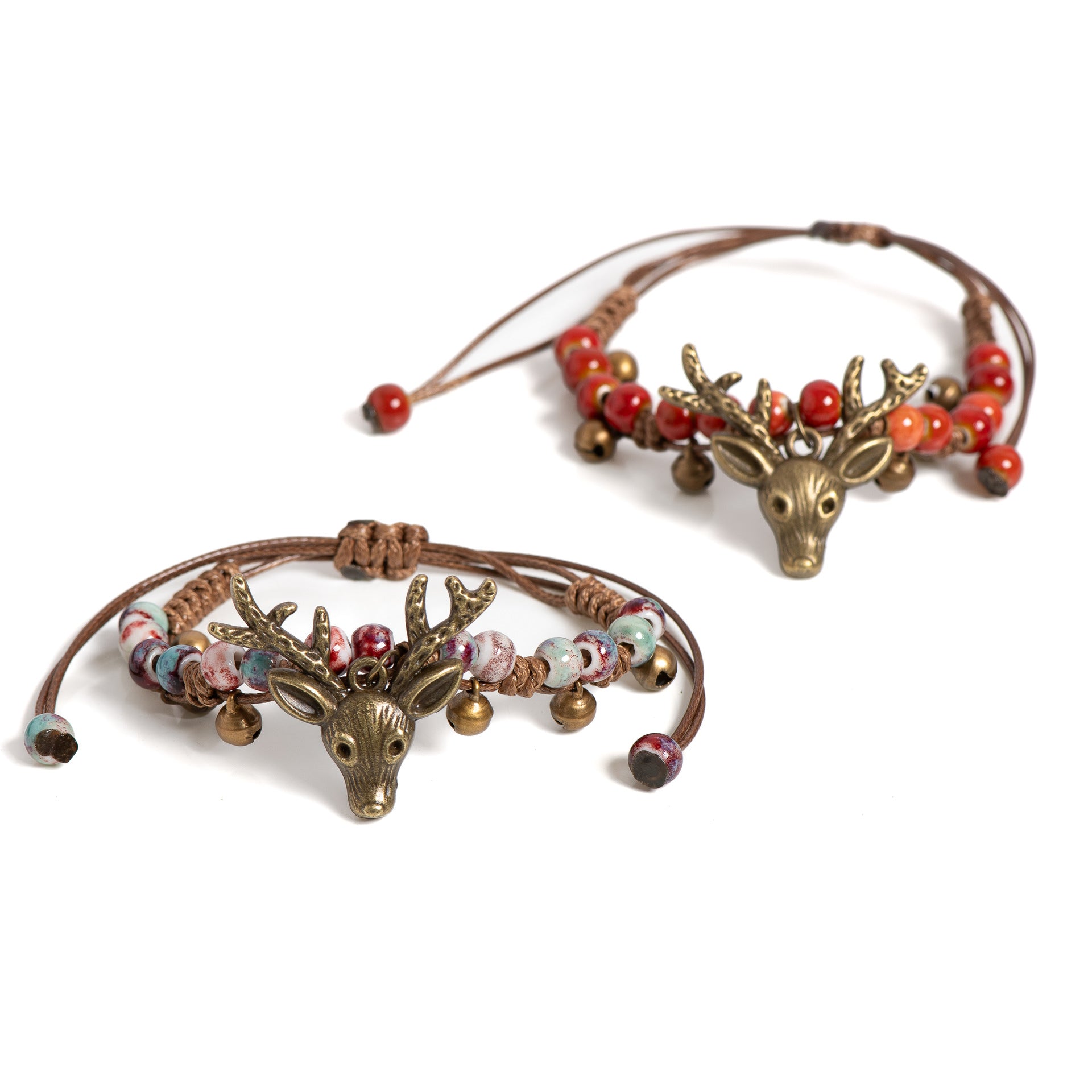 Boho Deer Charm Bracelet – Adjustable Rustic Antler Bracelet with Beads | Nature Inspired Jewelry Gift - VibeVaultSupply