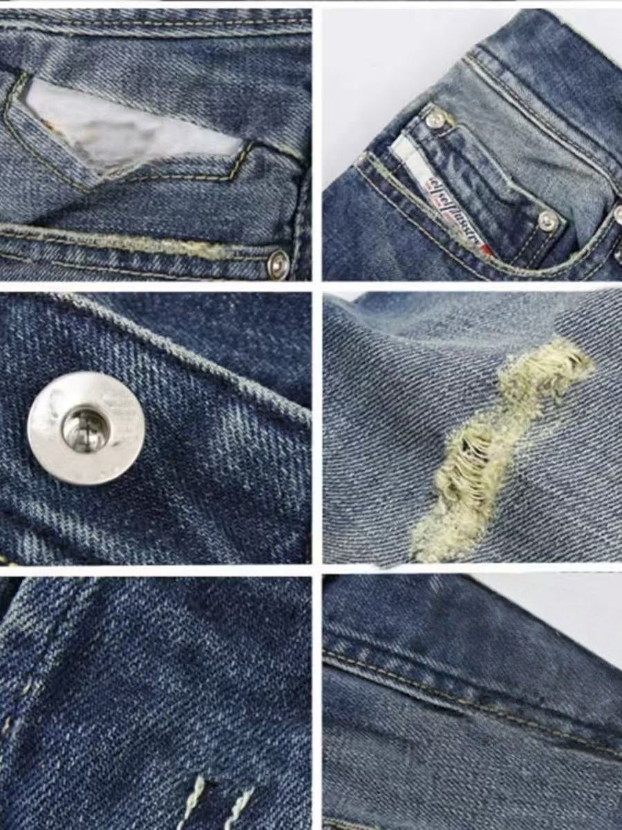 Men's Vintage Straight Leg Jeans – Classic Relaxed Fit Denim Pants - VibeVaultSupply