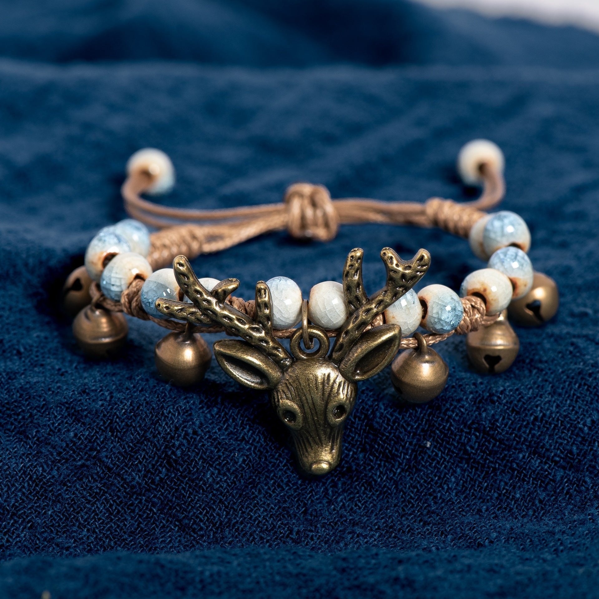 Boho Deer Charm Bracelet – Adjustable Rustic Antler Bracelet with Beads | Nature Inspired Jewelry Gift - VibeVaultSupply