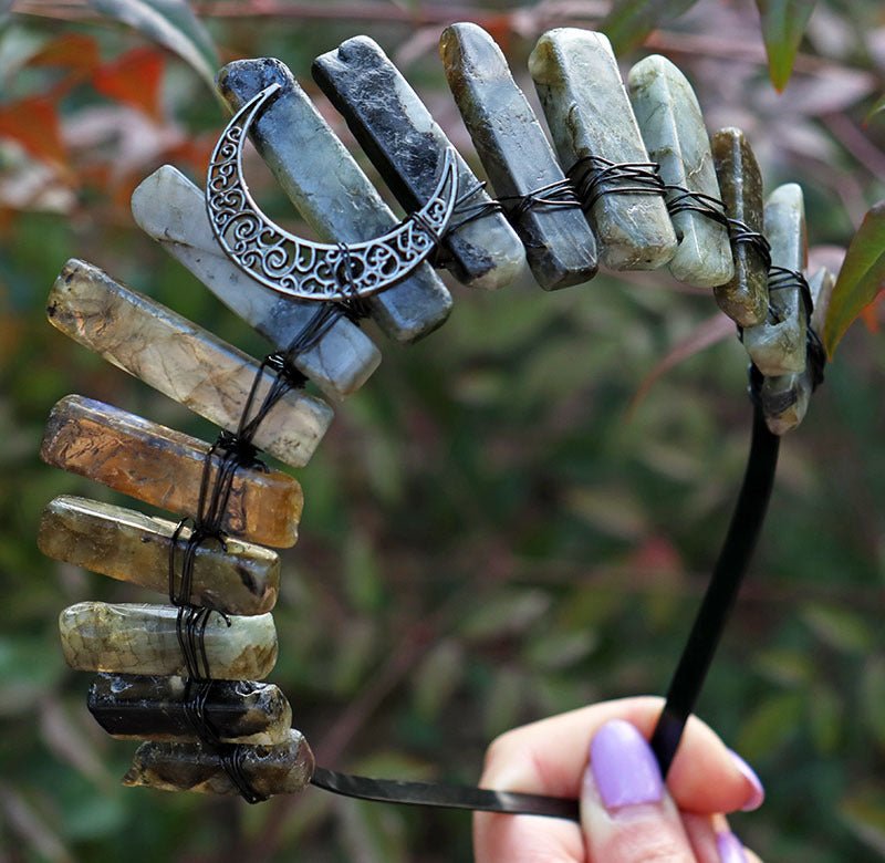 Amazonite & Labradorite Crystal Headband - Gemstone Hair Accessory | VibeVaultSupply - VibeVaultSupply