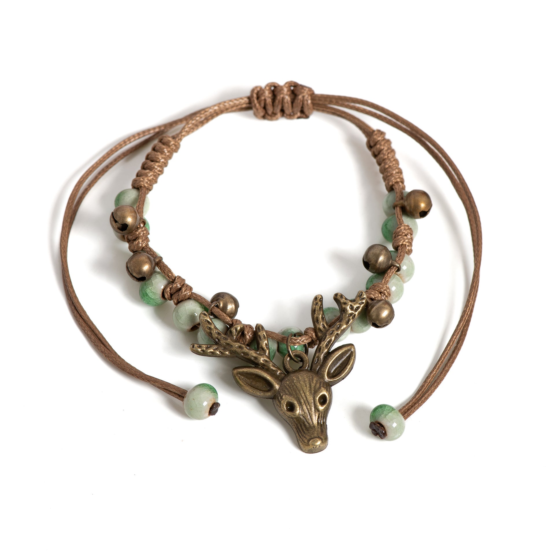 Boho Deer Charm Bracelet – Adjustable Rustic Antler Bracelet with Beads | Nature Inspired Jewelry Gift - VibeVaultSupply