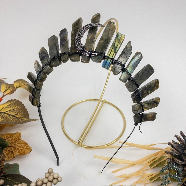 Amazonite & Labradorite Crystal Headband - Gemstone Hair Accessory | VibeVaultSupply - VibeVaultSupply