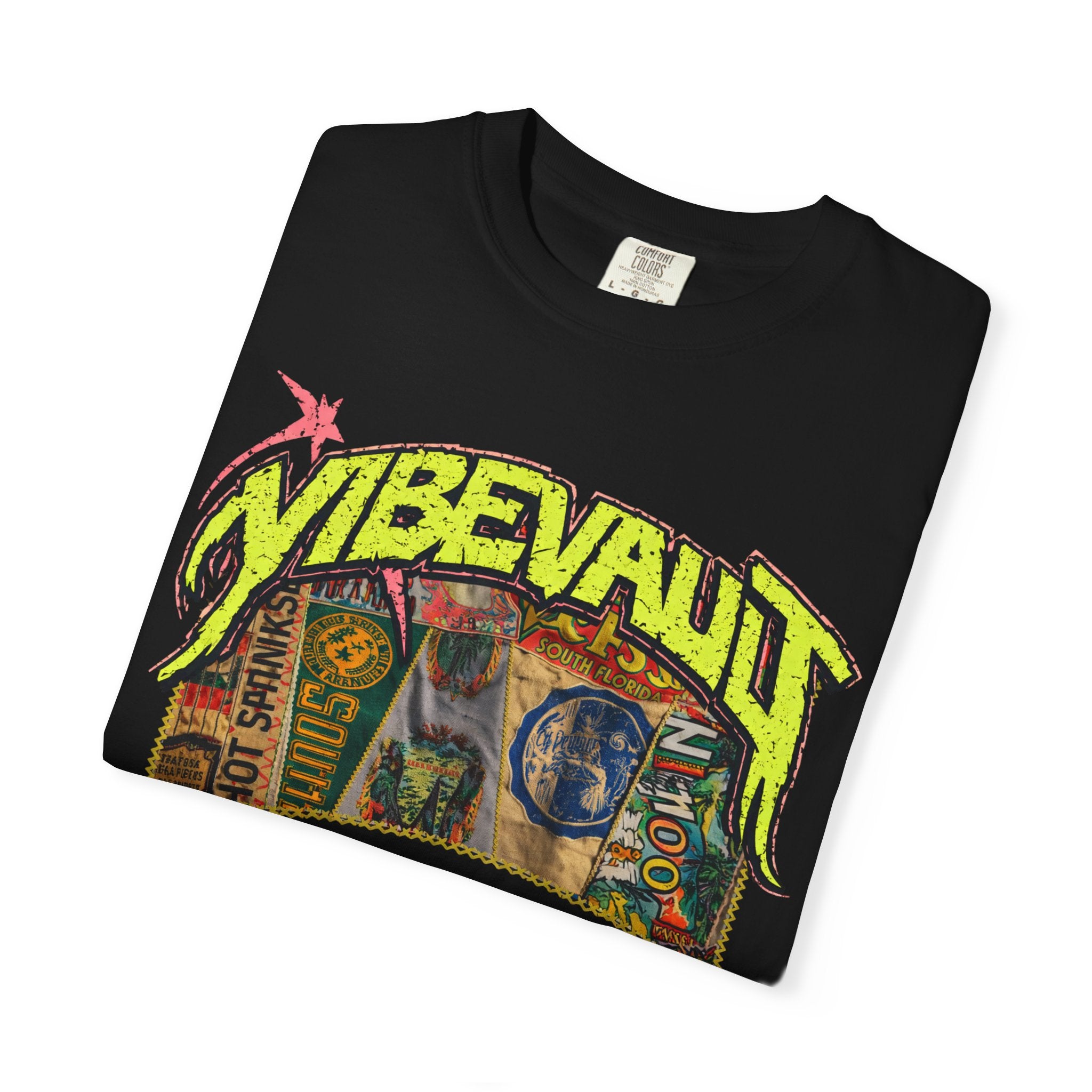 VVS Retro Collage Graphic Tee – Vintage Streetwear T-Shirt | VibeVault Supply - VibeVaultSupply