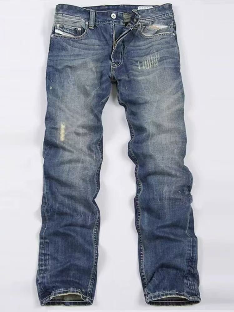 Men's Vintage Straight Leg Jeans – Classic Relaxed Fit Denim Pants - VibeVaultSupply