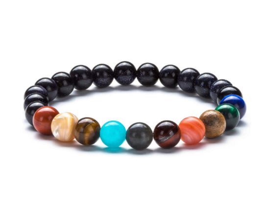 Galaxy Gemstone Chakra Bracelet for Energy Balance | Unisex Healing Crystal Beaded Jewelry - VibeVaultSupply