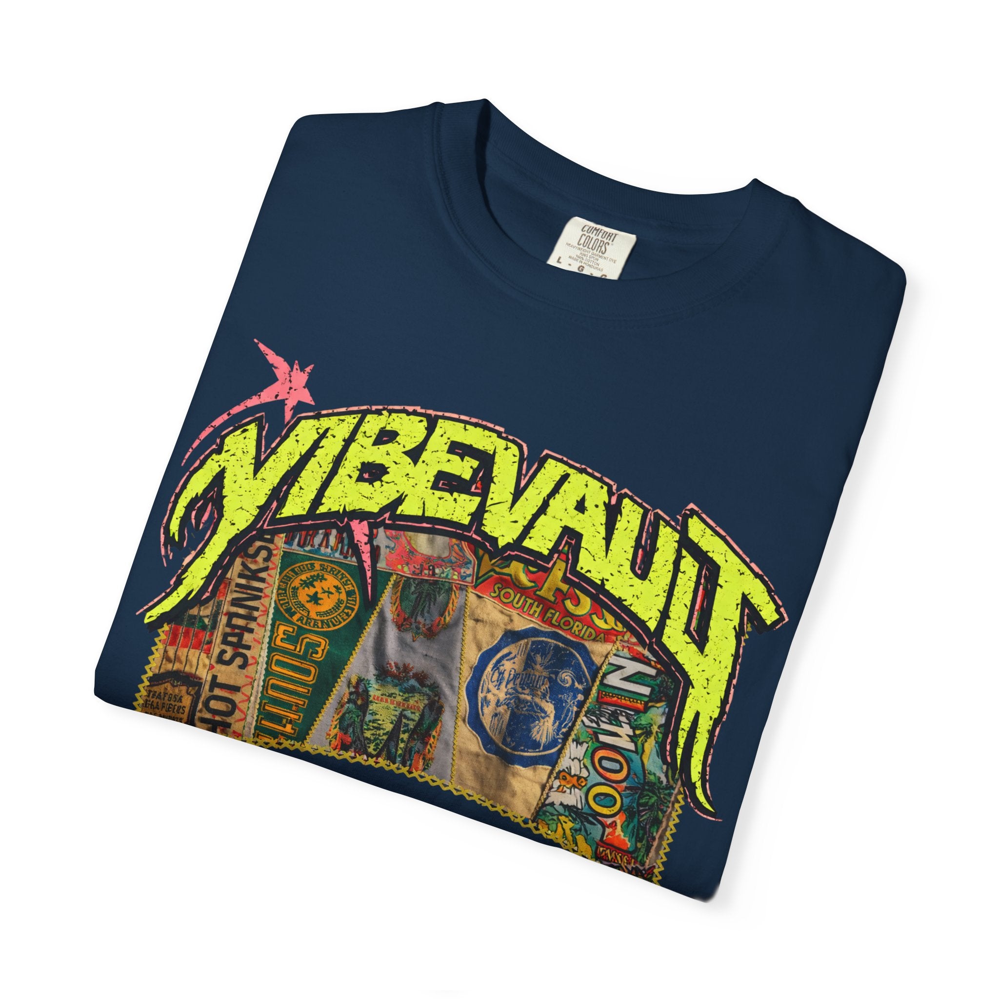 VVS Retro Collage Graphic Tee – Vintage Streetwear T-Shirt | VibeVault Supply - VibeVaultSupply