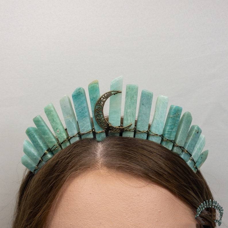 Amazonite & Labradorite Crystal Headband - Gemstone Hair Accessory | VibeVaultSupply - VibeVaultSupply