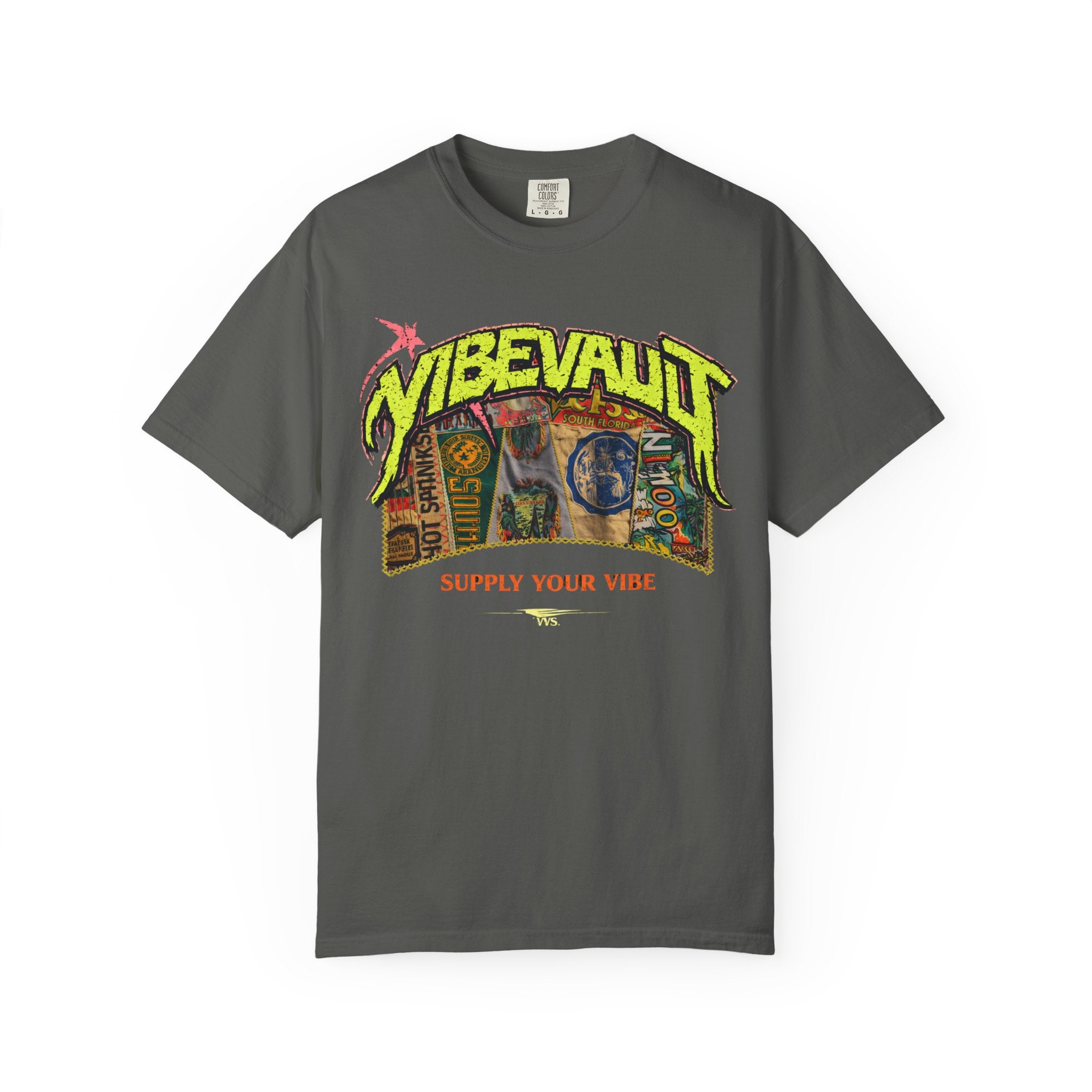 VVS Retro Collage Graphic Tee – Vintage Streetwear T-Shirt | VibeVault Supply - VibeVaultSupply