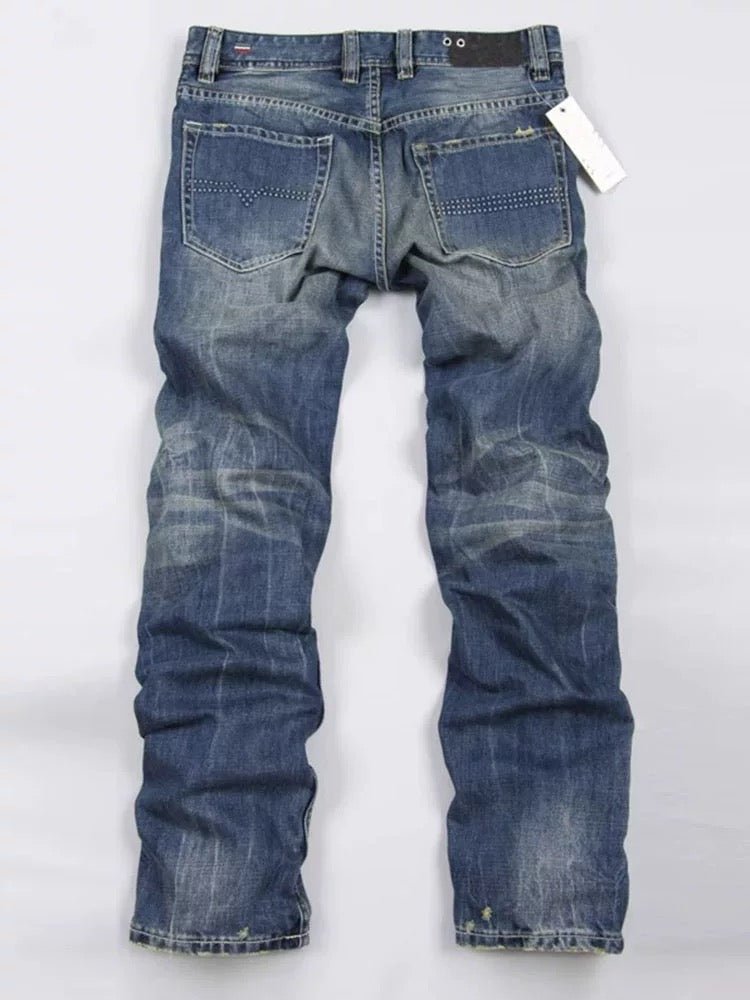 Men's Vintage Straight Leg Jeans – Classic Relaxed Fit Denim Pants - VibeVaultSupply