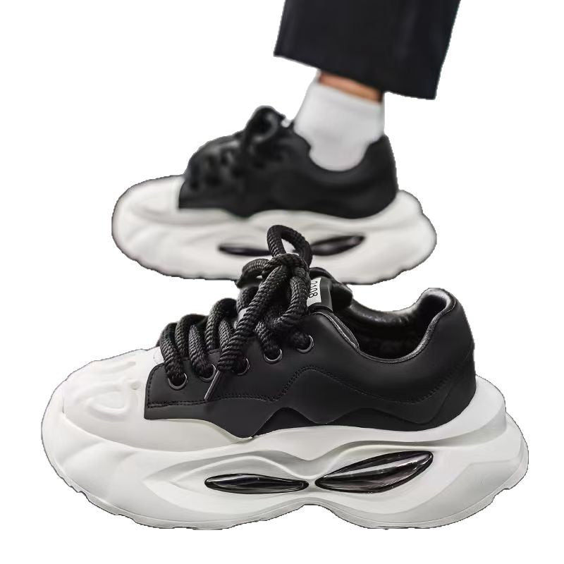 VibeVaultSupply Minimal Chunky Sneakers – Lightweight Casual Everyday Shoes | Clean Streetwear Trainers (Black & Gray) - VibeVaultSupply