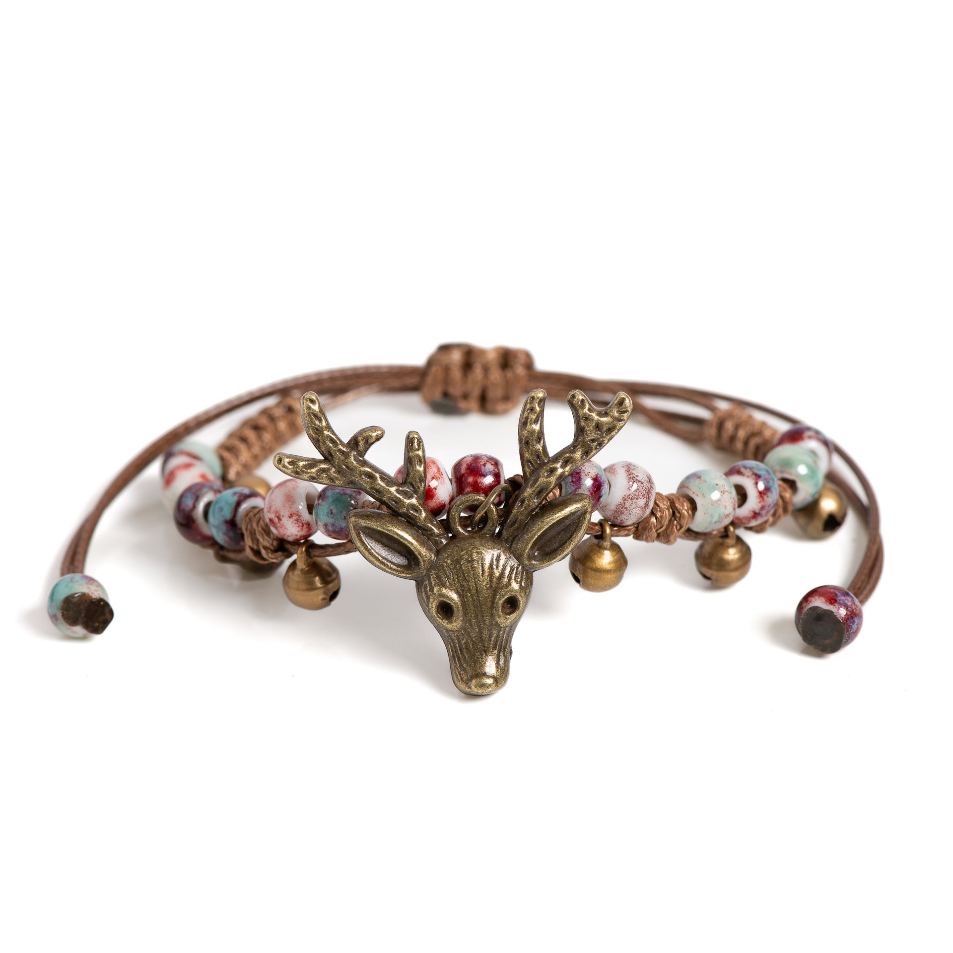 Boho Deer Charm Bracelet – Adjustable Rustic Antler Bracelet with Beads | Nature Inspired Jewelry Gift - VibeVaultSupply