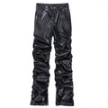 Men's Stacked Faux Leather Pants – Slim Fit Streetwear - VibeVaultSupply