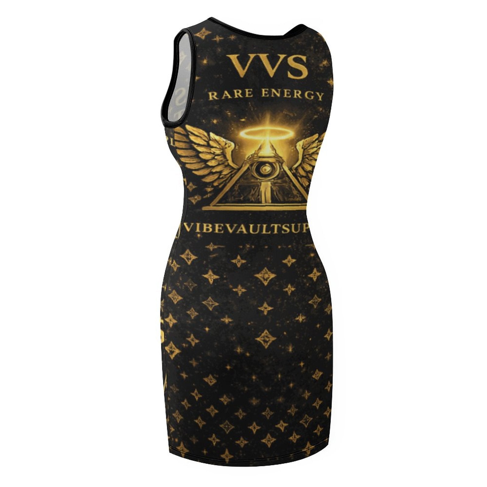 Wealth Is A Mindset Bodycon Dress – Black & Gold Luxury Mini Dress | VibeVaultSupply - VibeVaultSupply