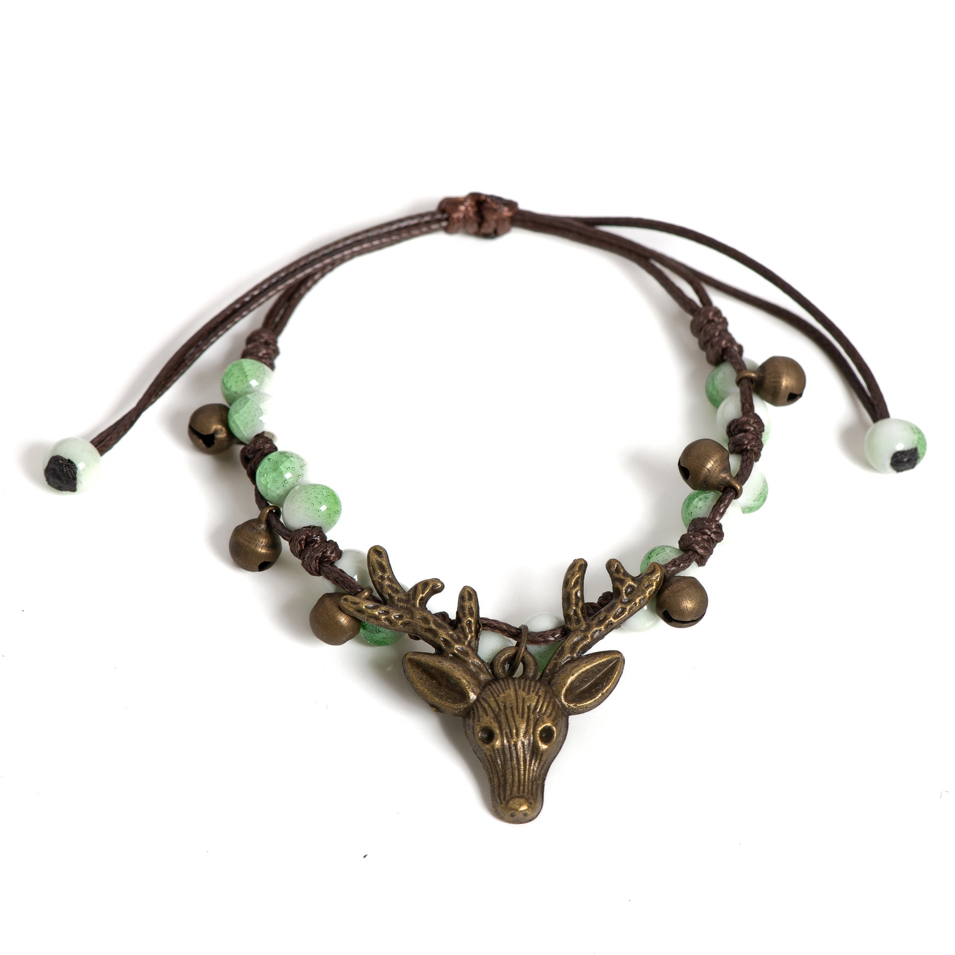 Boho Deer Charm Bracelet – Adjustable Rustic Antler Bracelet with Beads | Nature Inspired Jewelry Gift - VibeVaultSupply