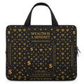 Wealth Is A Mindset Laptop Sleeve – Black & Gold Luxury Laptop Case | VibeVault Supply - VibeVaultSupply