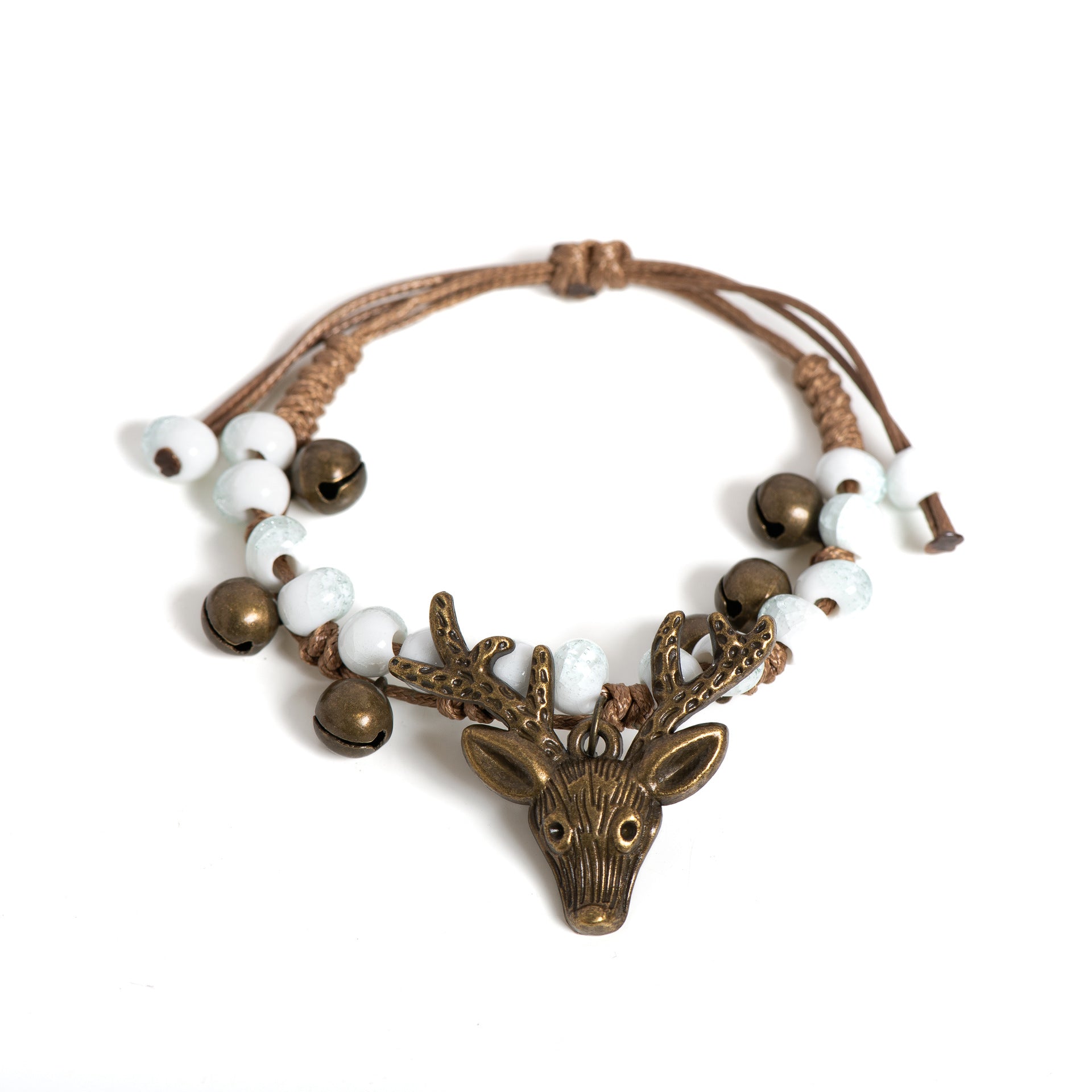 Boho Deer Charm Bracelet – Adjustable Rustic Antler Bracelet with Beads | Nature Inspired Jewelry Gift - VibeVaultSupply