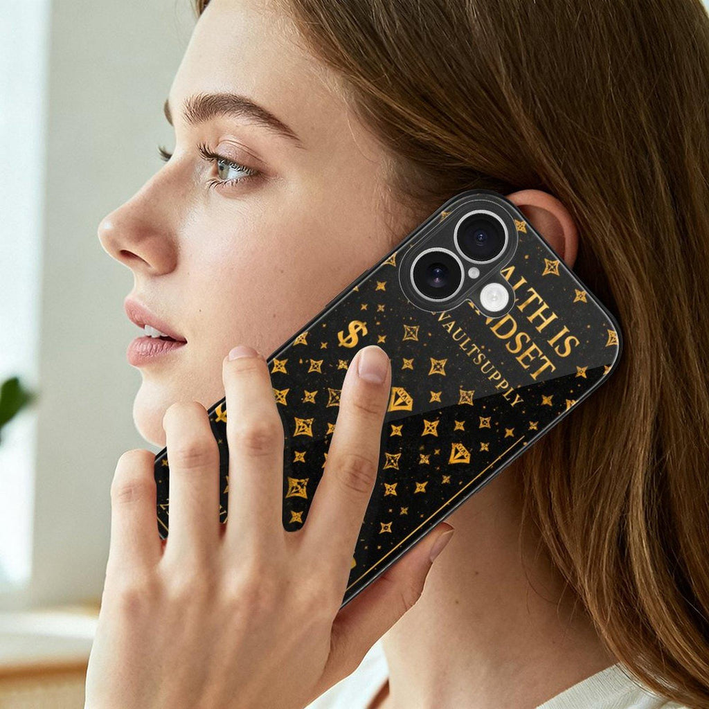 Vibevaultsupply Wealth Is A Mindset Luxury Black Gold | Glass iPhone 17 Series Cases - VibeVaultSupply