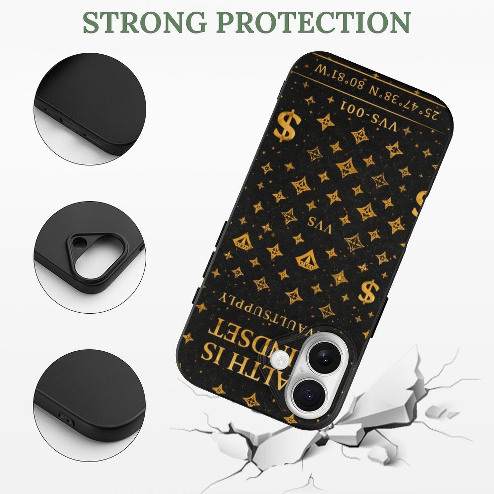 Wealth Is A Mindset iPhone Case – Black & Gold Slim TPU Phone Case | VibeVaultSupply - VibeVaultSupply