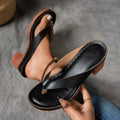 Women's Wedge Sandals Solid Color Square-heeled Slides by VibeVaultSupply - VibeVaultSupply