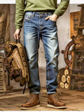 Men's Vintage Straight Leg Jeans – Classic Relaxed Fit Denim Pants - VibeVaultSupply