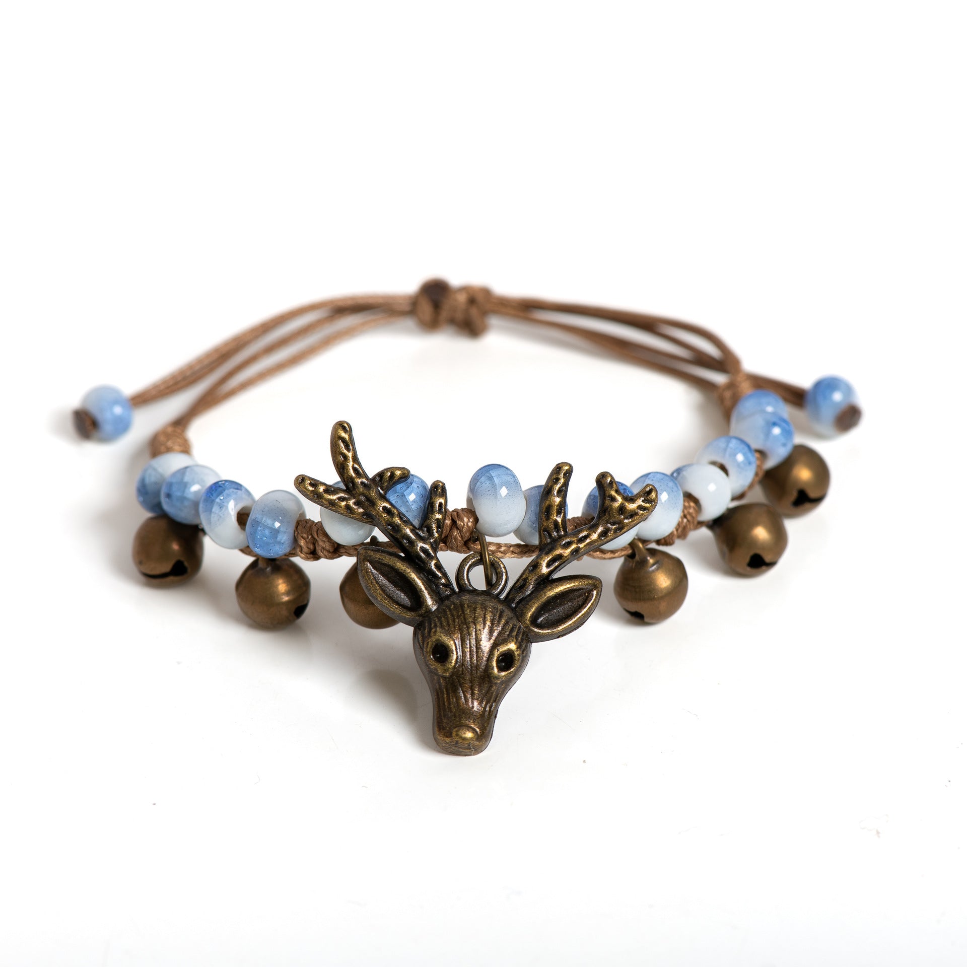 Boho Deer Charm Bracelet – Adjustable Rustic Antler Bracelet with Beads | Nature Inspired Jewelry Gift - VibeVaultSupply