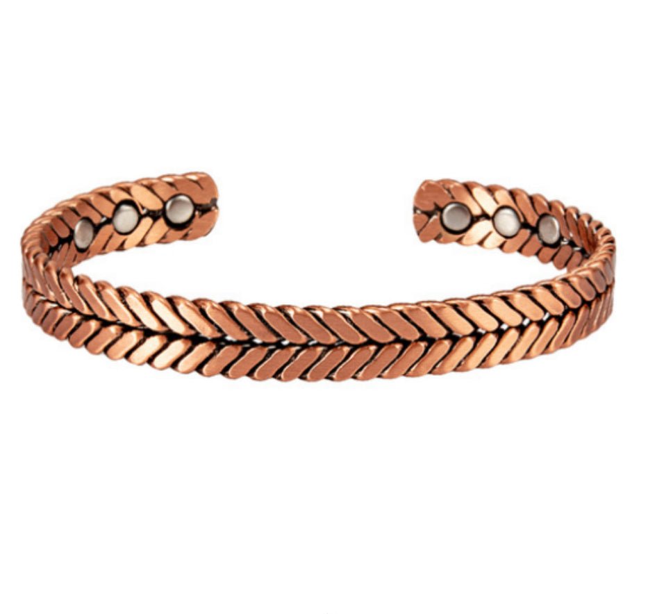 Pure Copper Magnetic Bracelet – Vintage Braided Cuff | Adjustable Unisex Energy Style Jewelry - VibeVaultSupply